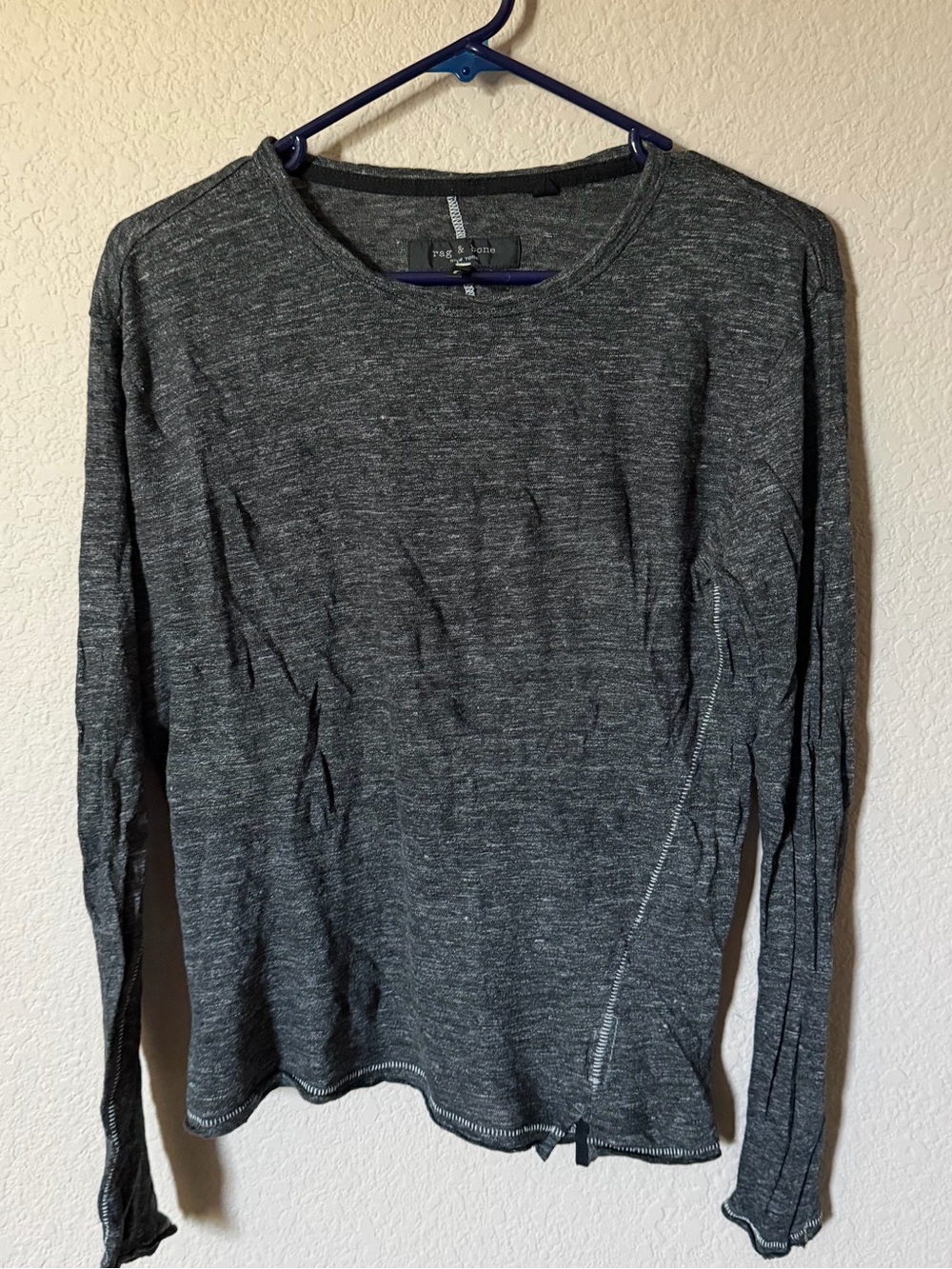 RAG&BONE Womens Small S/P Marled Gray Long Sleeve Top T-Shirt Lightweight